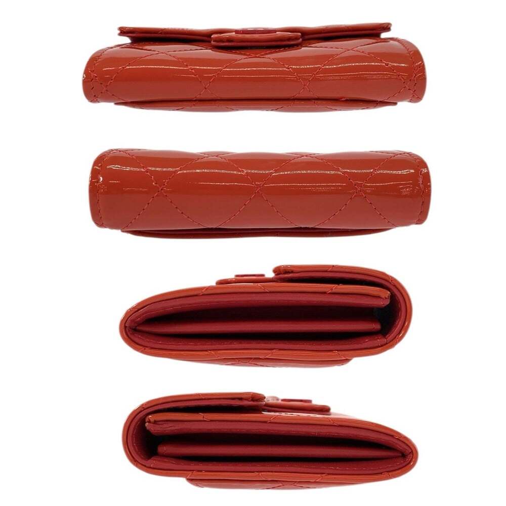 CHANEL Matelassé Coco Mark Orange Patent Leather Wallet/Coin Purse/Card Case ... - Picture 9 of 9
